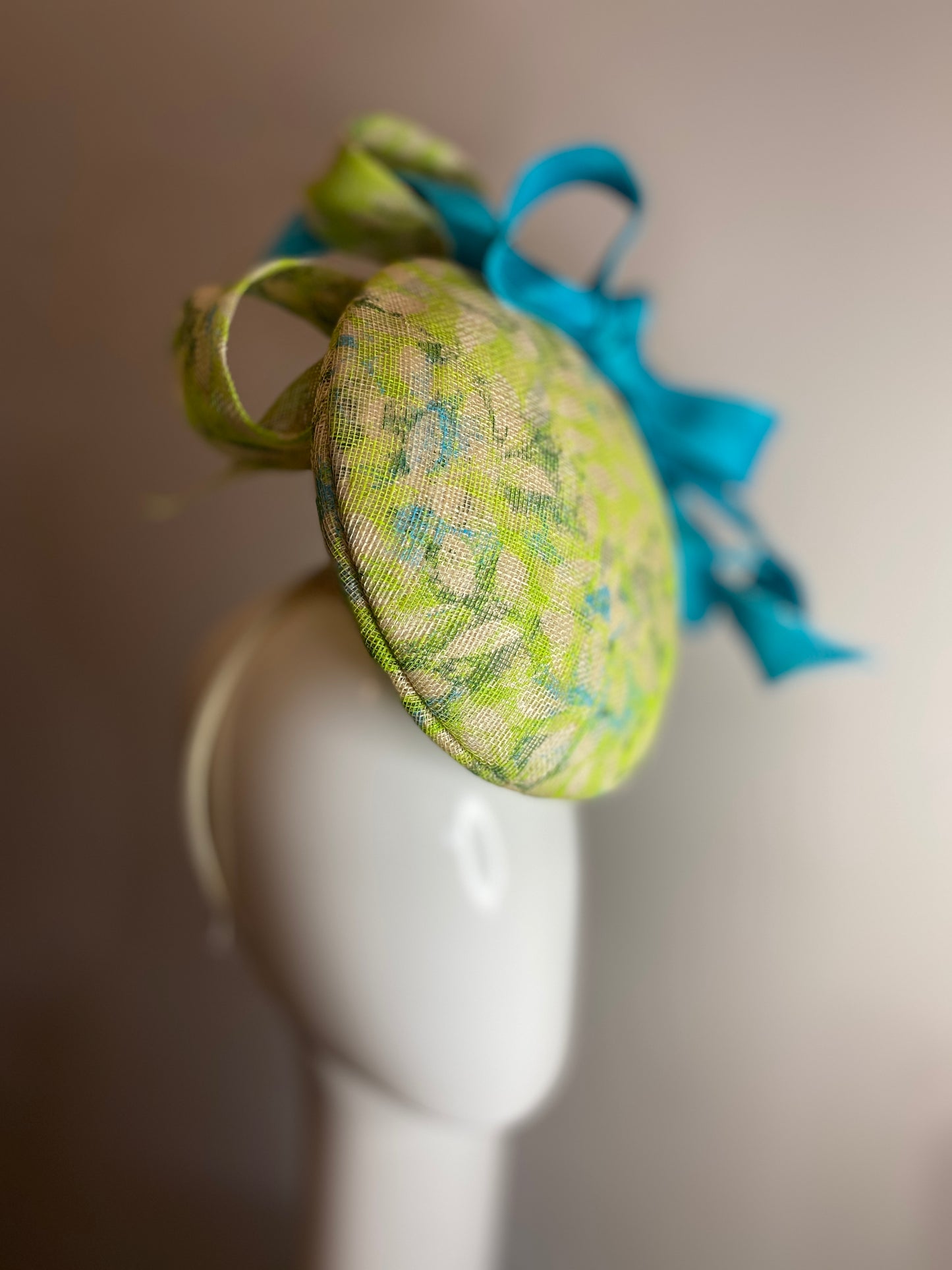 Aqua and lime green hand painted percher with bows