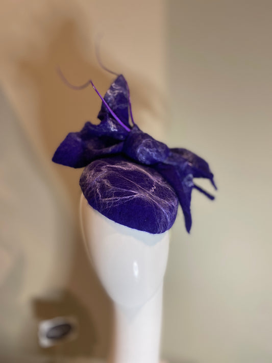 Purple wool percher with bow