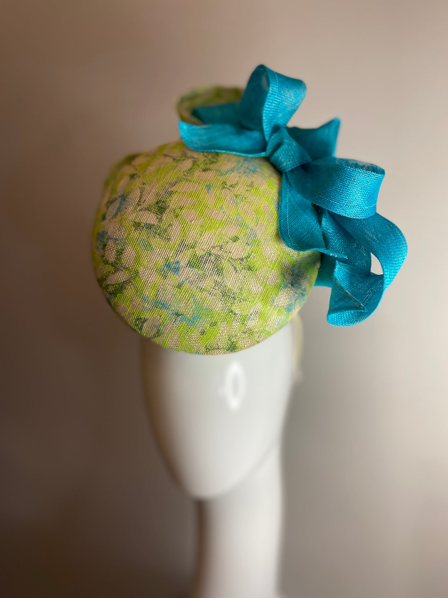 Aqua and lime green hand painted percher with bows