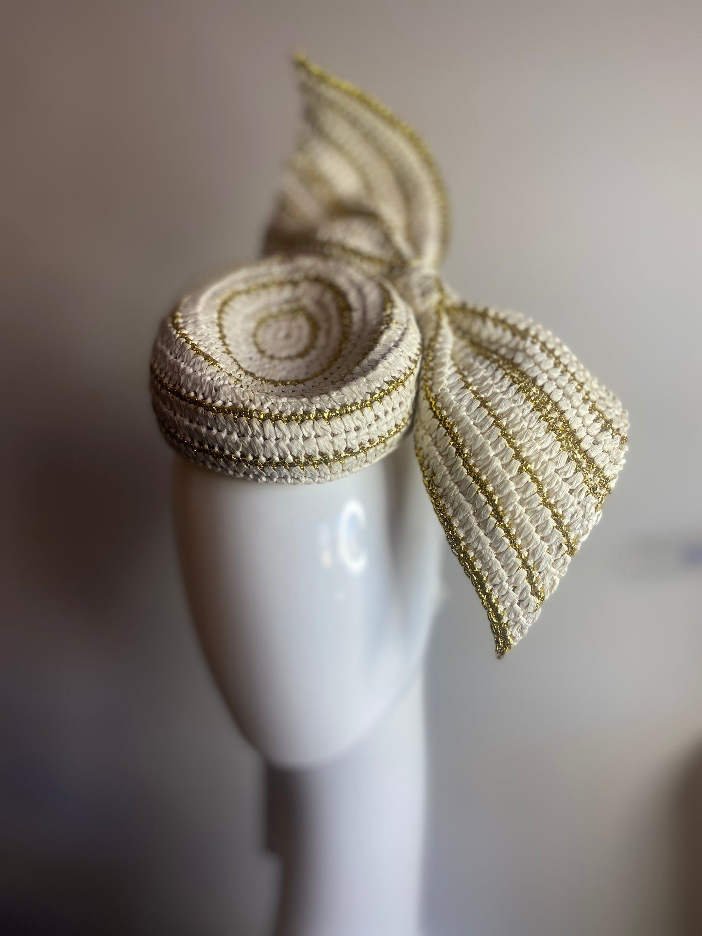 White and Gold Straw Button