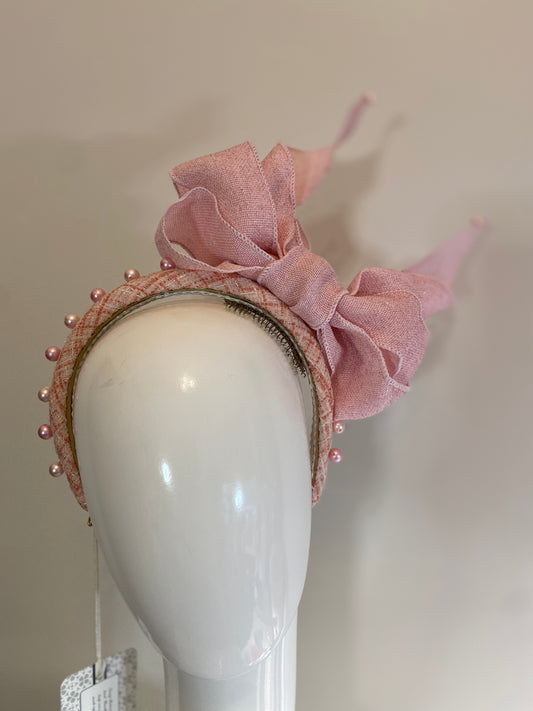 Pink headband with floating bow