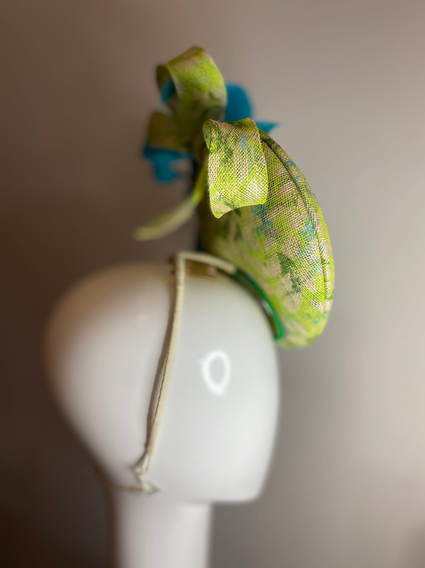 Aqua and lime green hand painted percher with bows