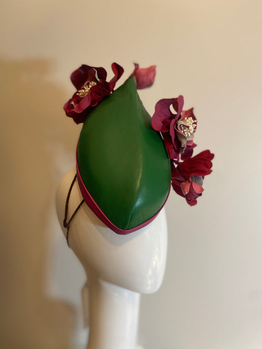 Green and pink  Leather Percher