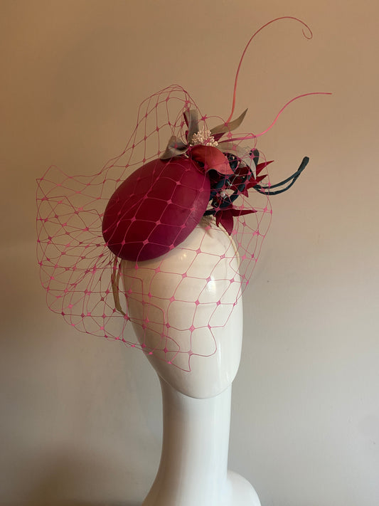 Teal and pink  Leather Percher